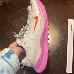 Nike Women's Athletic Shoes - White and Pink with Orange Swoosh